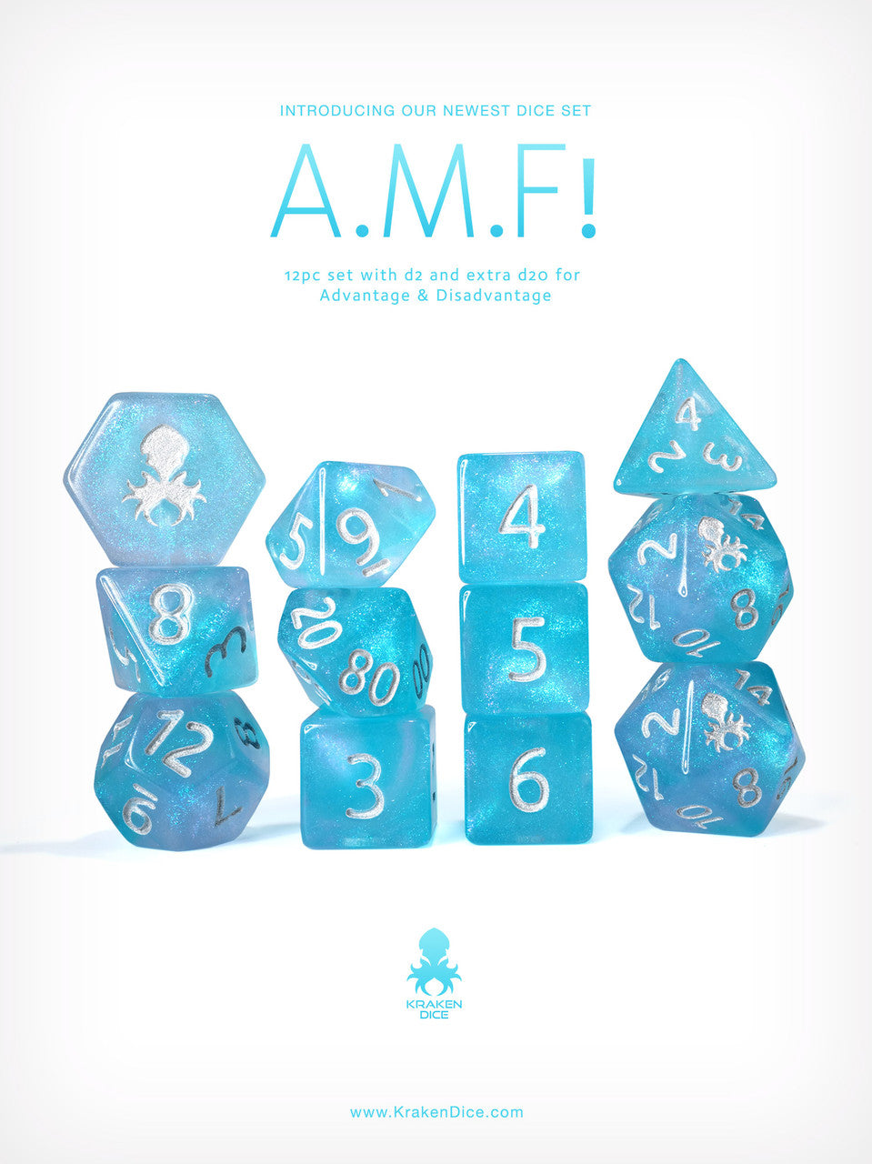 A.M.F! 12pc Glitter RPG Dice Set