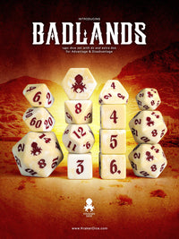 Badlands 14pc Dice Set inked in Red