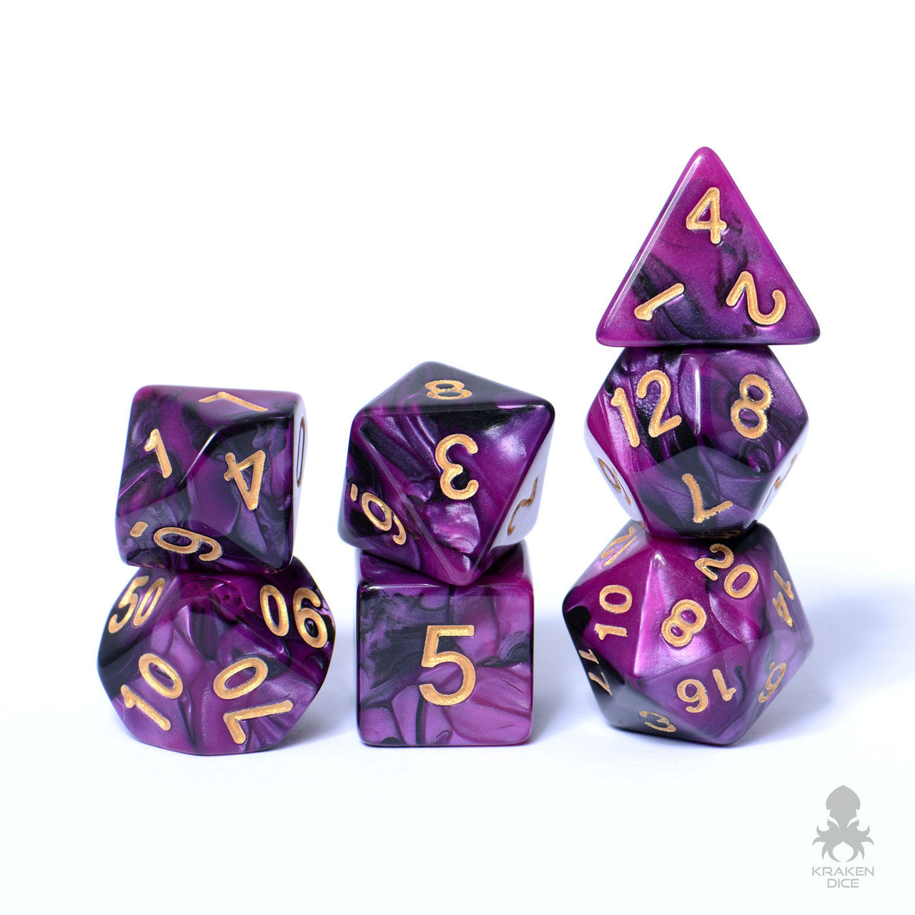 Black Grape 7pc Fusion Dice Set For RPGs