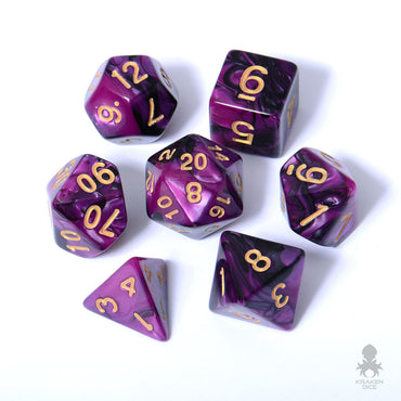 Black Grape 7pc Fusion Dice Set For RPGs