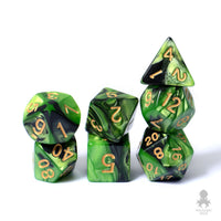 Black and Green 7pc Fusion Dice Set For RPGs