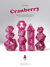 Cranberry 14pc DnD Dice Set With Kraken Logo