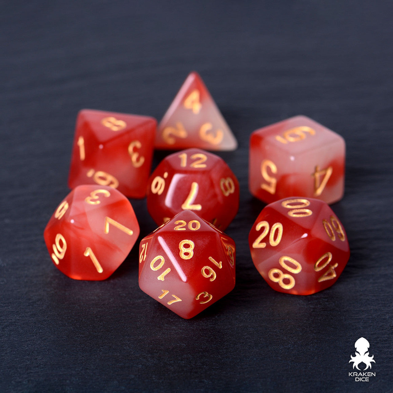 Red  & White (Green Glow) Glow in the Dark Dice Set