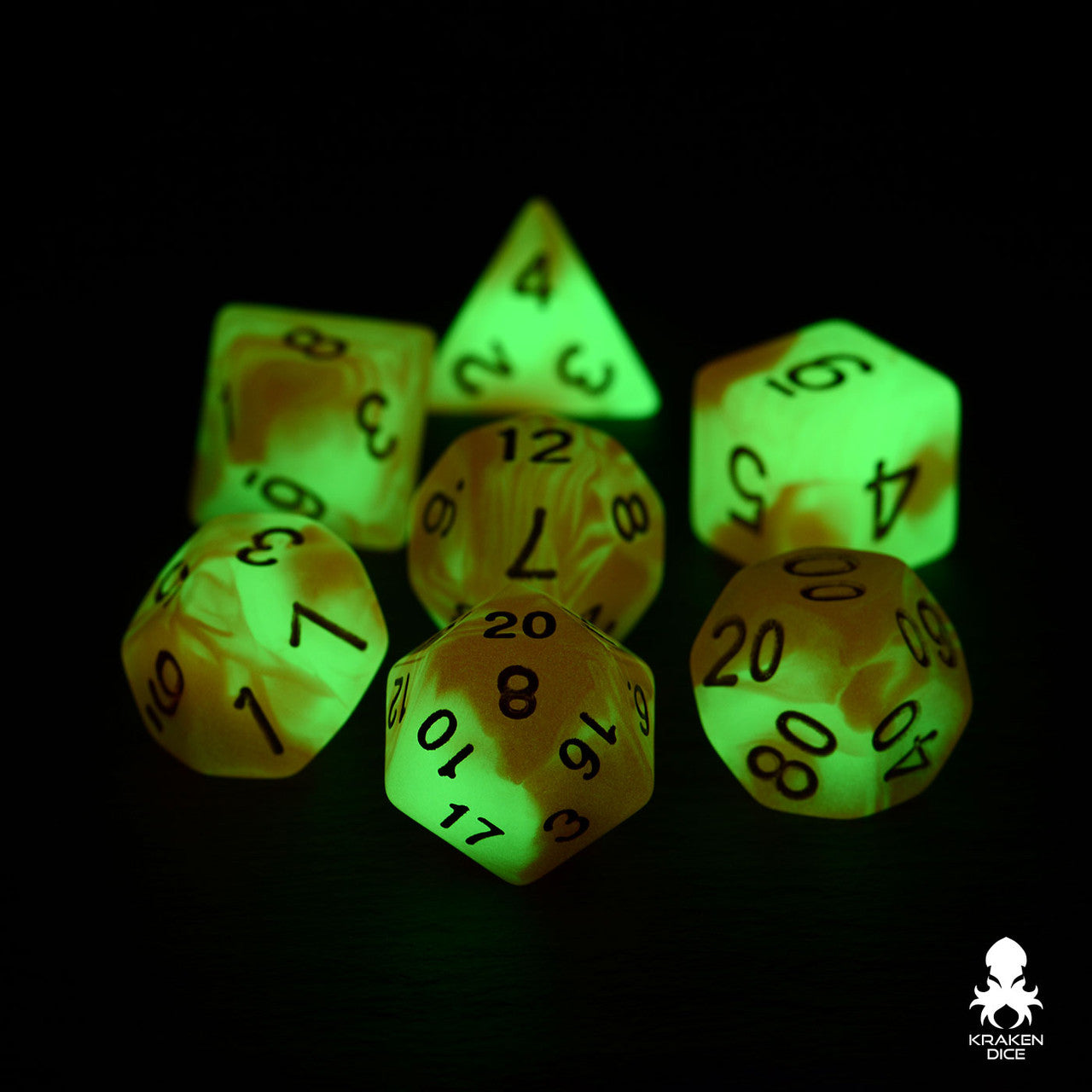 Red  & White (Green Glow) Glow in the Dark Dice Set
