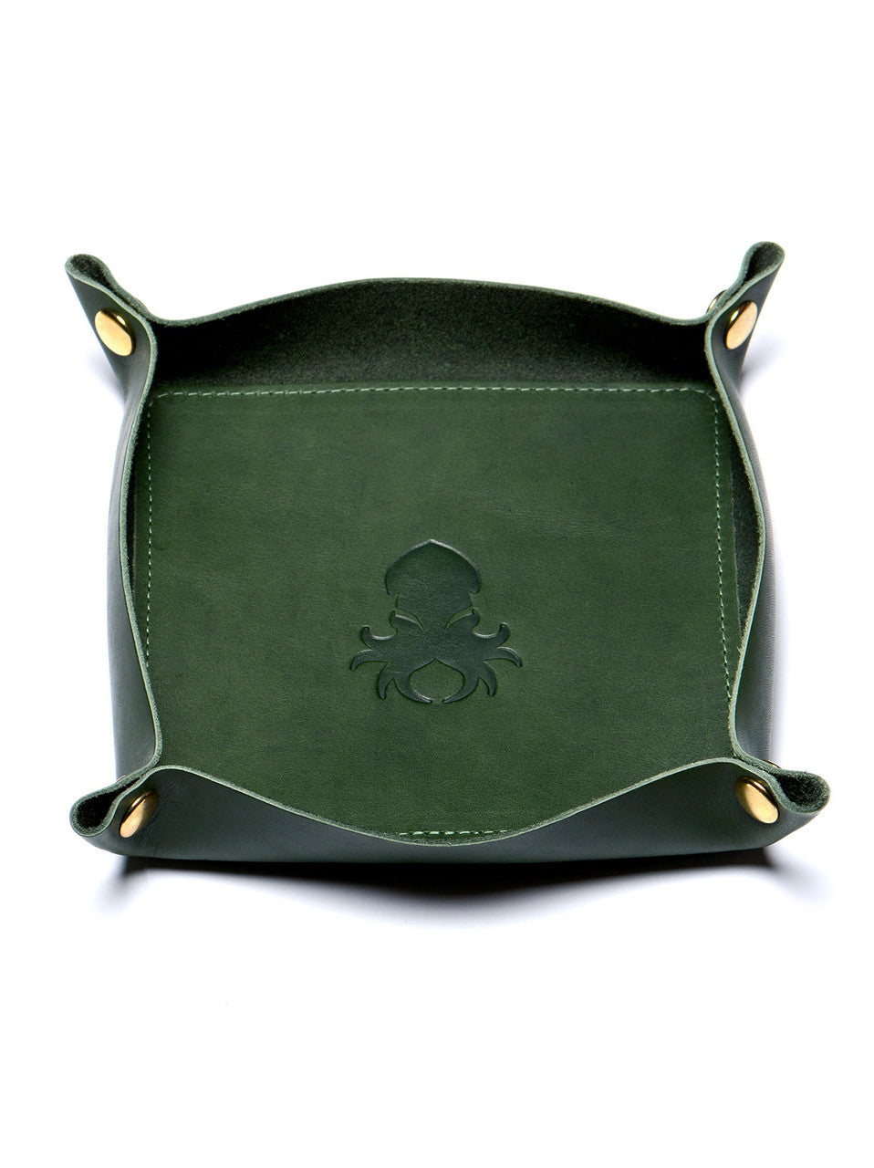 Leather Dice Tray In Forest Green