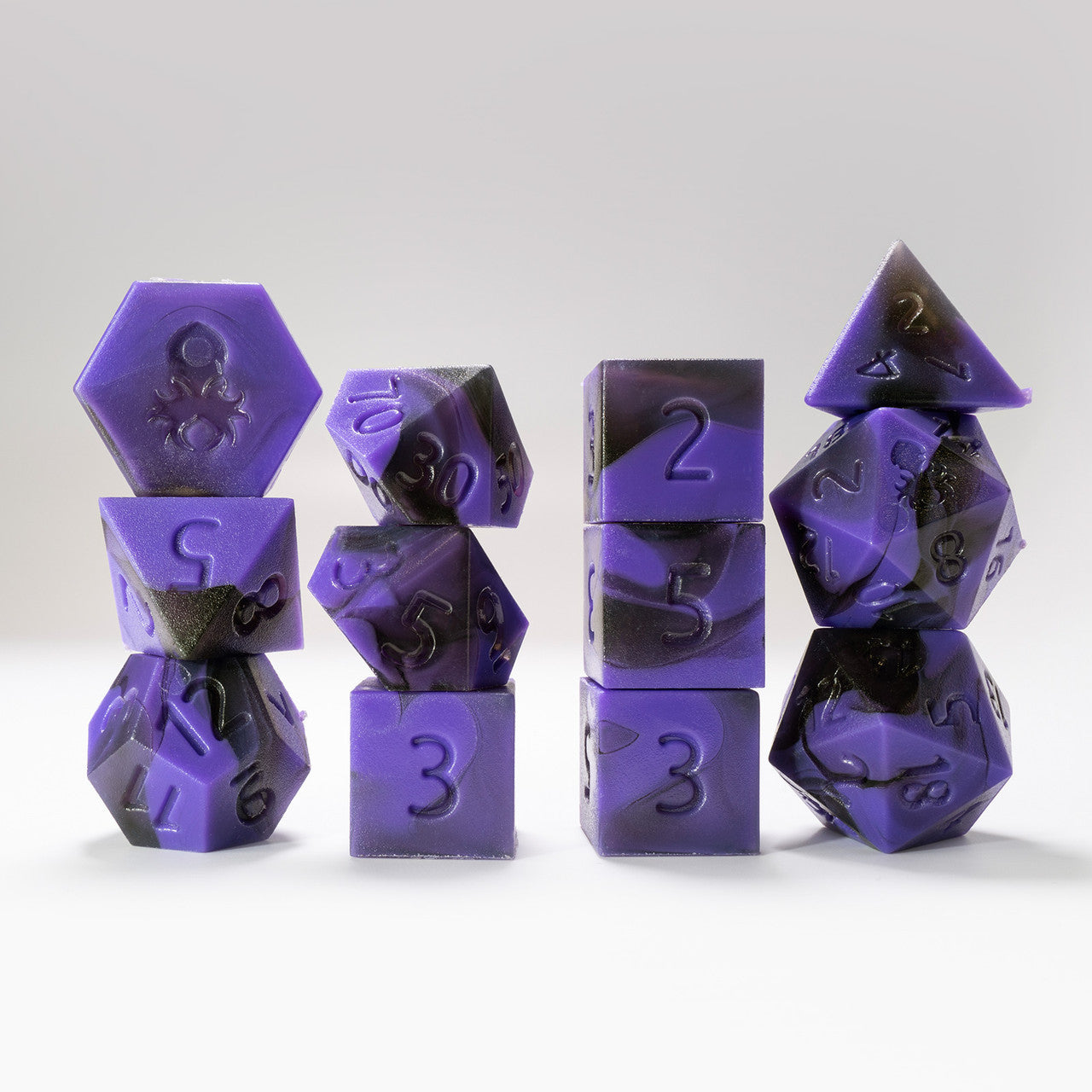 RAW 12pc Purple and Black Gummi Polyhedral Dice Set