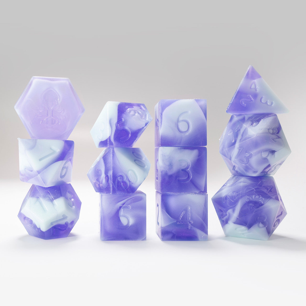 RAW 12pc Light Blue and Blue Gummi Polyhedral Dice Set