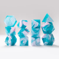 RAW 12pc Teal and Pink Gummi Blue Raspberry Smoothie Polyhedral Dice Set