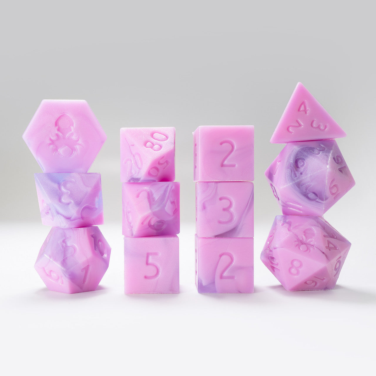 RAW 12pc Purple and Pink Gummi Polyhedral Dice Set