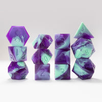 RAW 12pc Teal and Purple Gummi Dragon Polyhedral Dice Set