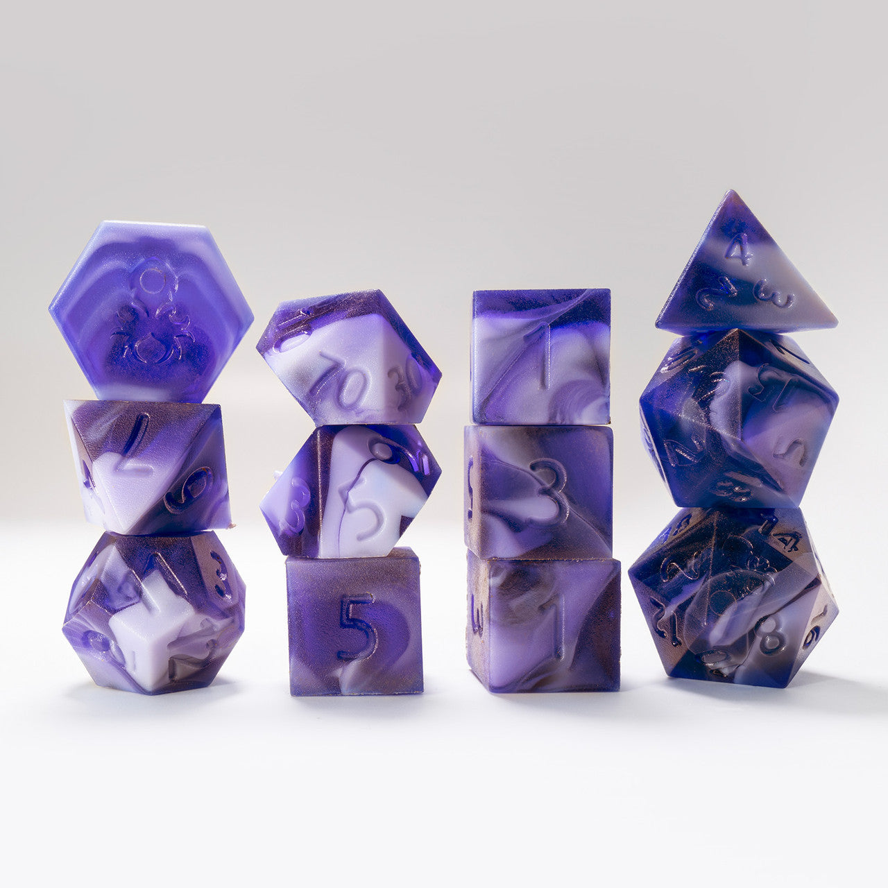 RAW 12pc Light Purple and Purple Gummi Grape Smoothie Polyhedral Dice Set