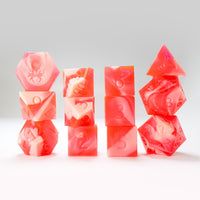 RAW 12pc White and Pink Gummi Strawberry Smoothie Polyhedral Dice Set