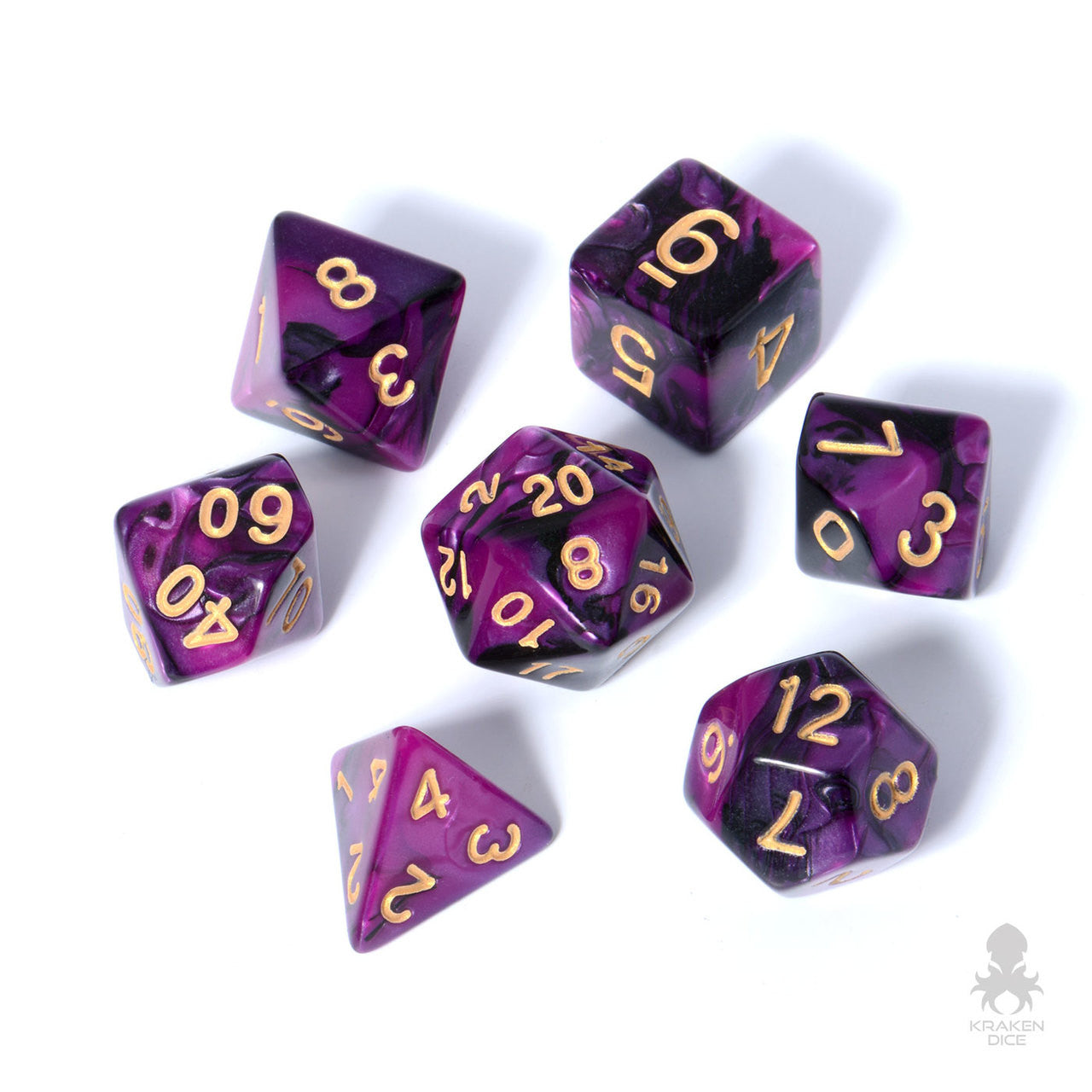 Purple & Black Fusion Polyhedral 7pc Dice Set