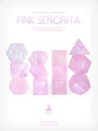 RAW Pink Senorita 12pc Glitter RPG Dice Set