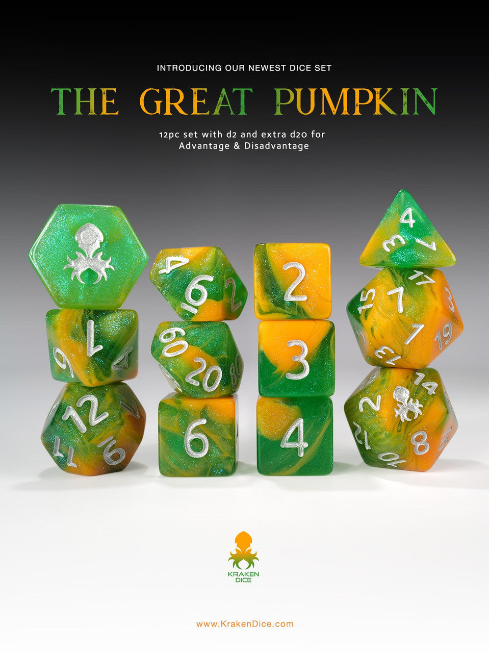 The Great Pumpkin 12pc RPG Dice Set